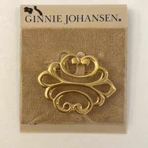 Ginnie Johansen Goldtone MONOGRAM Shape Pin signed GJD